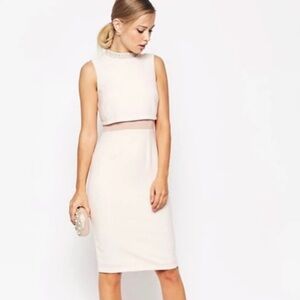 ASOS mini dress with beaded collar size 0 light pink